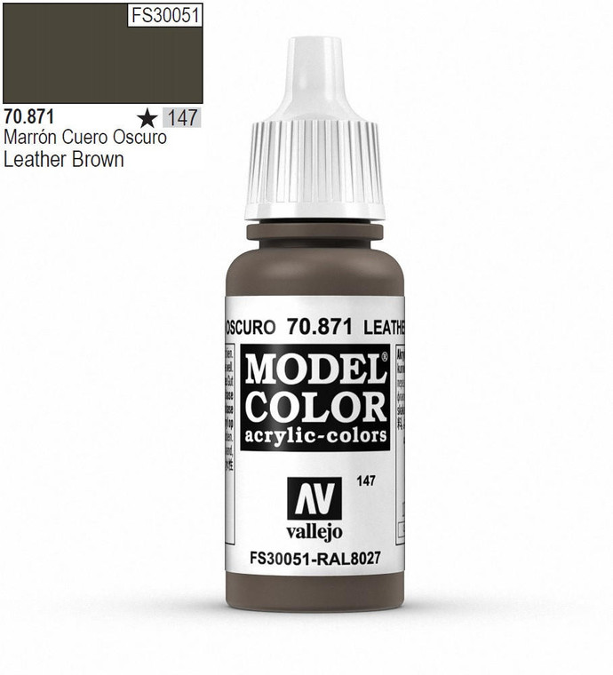  Vallejo Model Color 871 17ml Leather Brown Matt Acrylic 