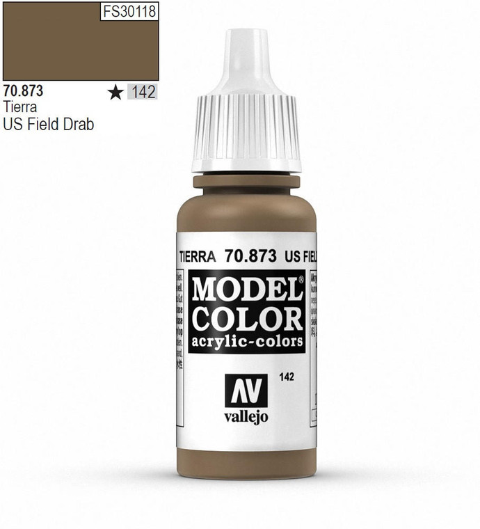  Vallejo Model Color 873 17ml US Field Drab Matt Acrylic Paint 