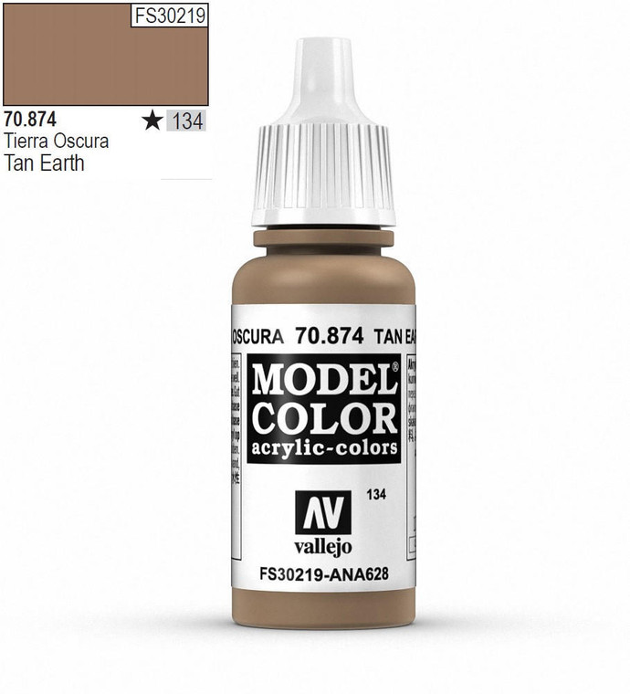  Vallejo Model Color 874 17ml US Tan Earth Matt Acrylic Paint 