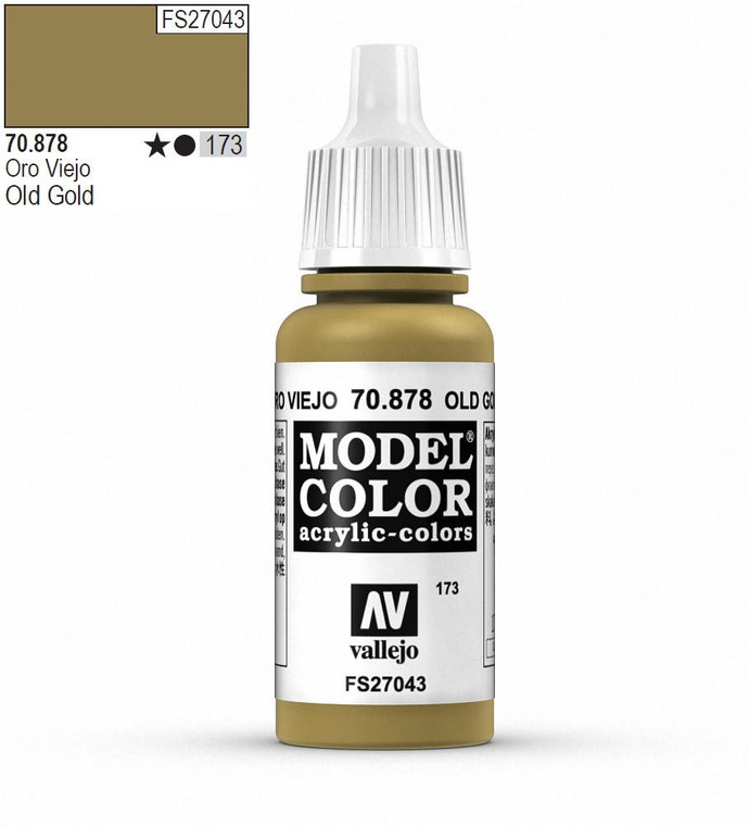  Vallejo Model Color 878 17ml Old Gold Metallic Acrylic Paint 