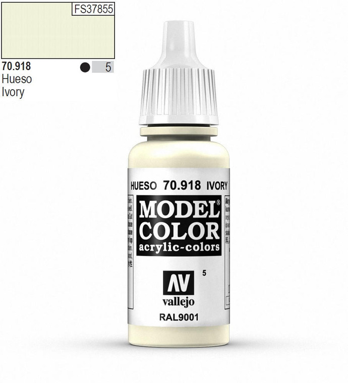  Vallejo Model Color 918 17ml Ivory Matt Acrylic Paint 