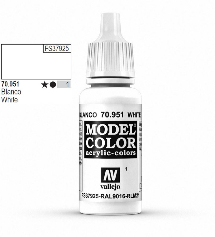  Vallejo Model Color 951 17ml White Matt Acrylic Paint 