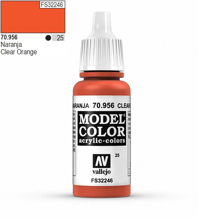  Vallejo Model Color 956 17ml Clear Orange Matt Acrylic Paint 