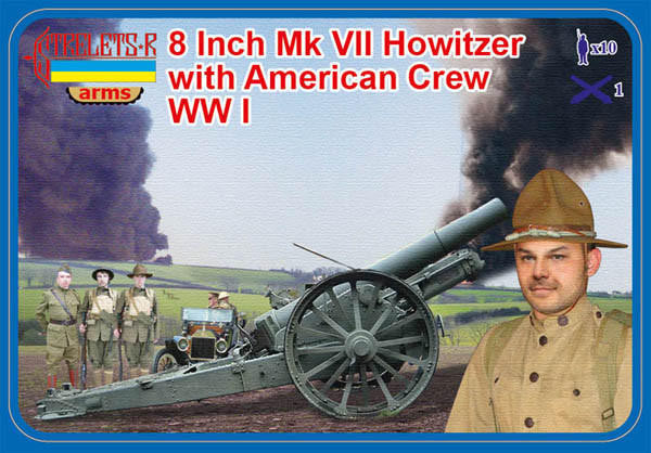  Strelets 1/72 US 8-inch Mk.VII Howitzer & Crew Model Kit 