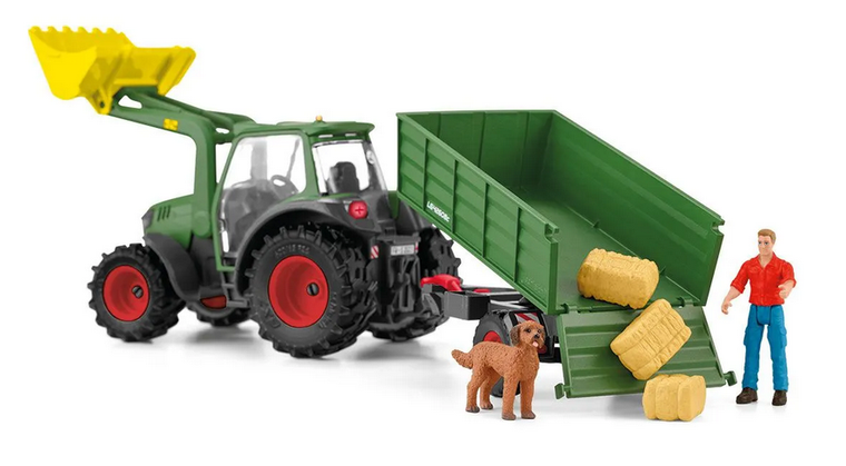  Schleich Farm World Tractor with Trailer 