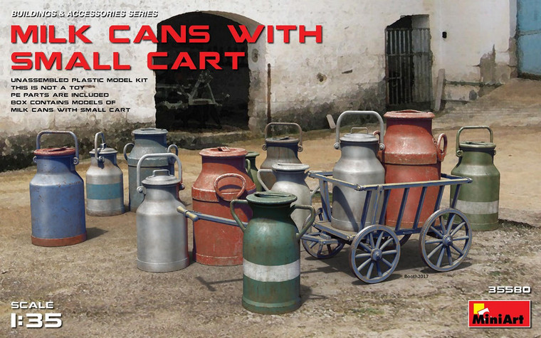  MiniArt 1/35 Milk Cans with Small Cart Model Kit 