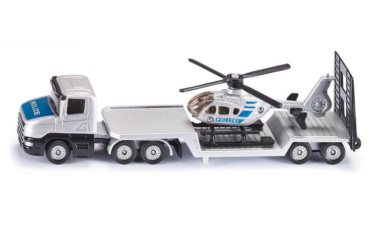  Siku Police Low Loader With Helicopter Diecast Model 
