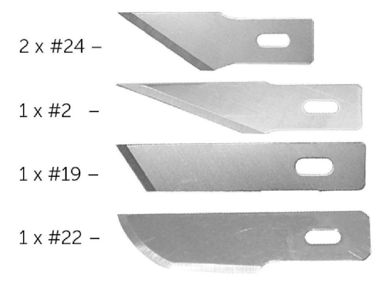  Modelcraft Assorted Blades x 5 For No.2 Handles 