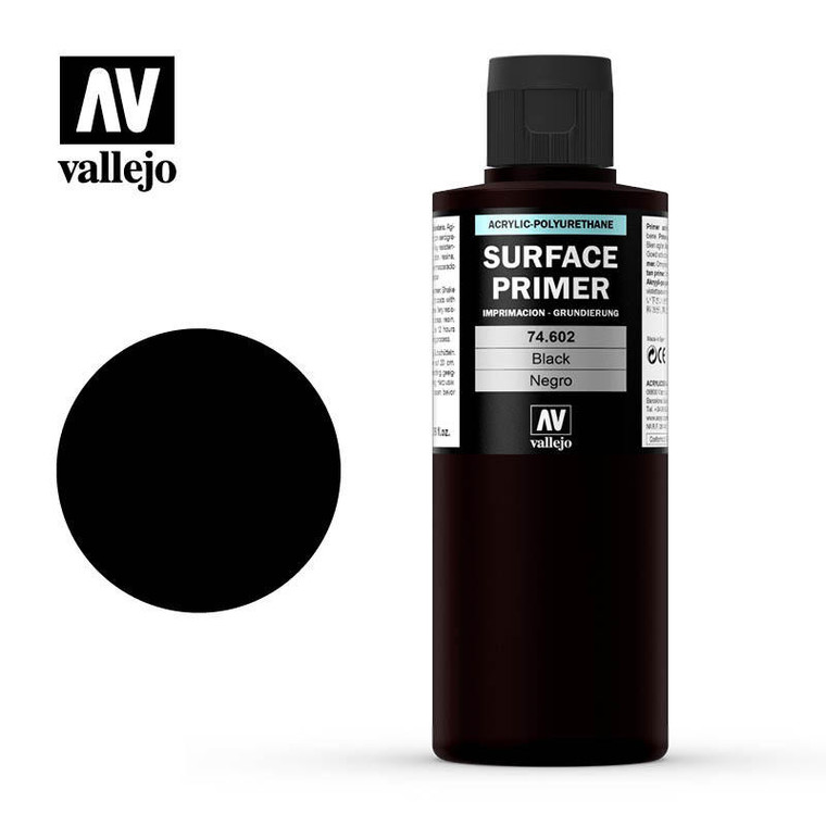  Vallejo Model Air 74602 200ml Black Acrylic Polyurethane Primer 