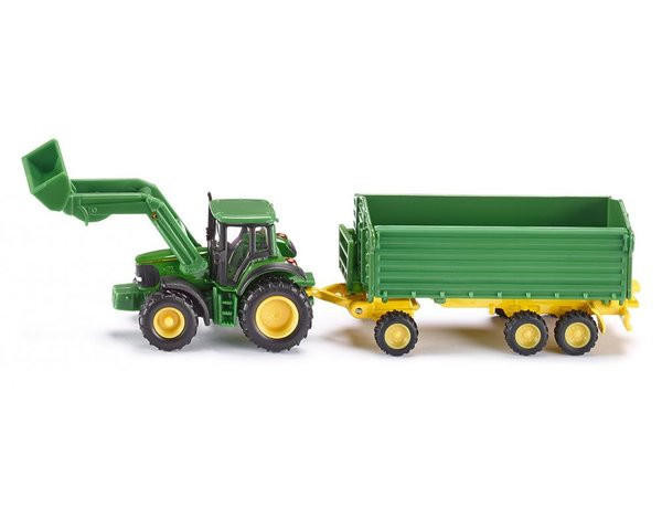  Siku 1/87 John Deere Tractor with Loader and Trailer 
