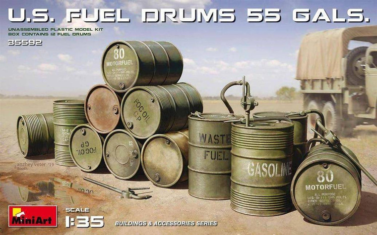  MiniArt 1/35 US 55 Gal Fuel Drums Model Kit 