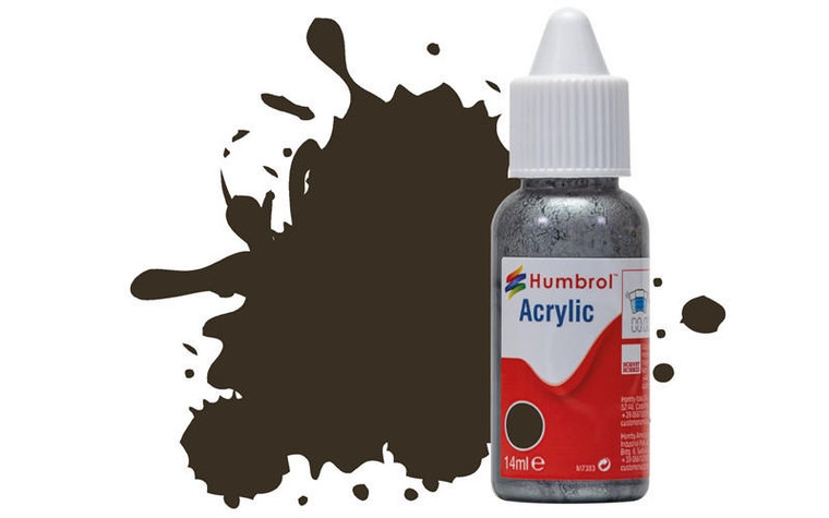  Humbrol 10 14ml Acrylic Gloss Service Brown Paint Dropper Bottle 