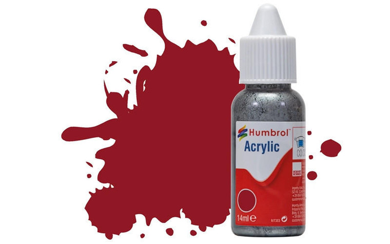  Humbrol 20 14ml Acrylic Gloss Crimson Paint Dropper Bottle 