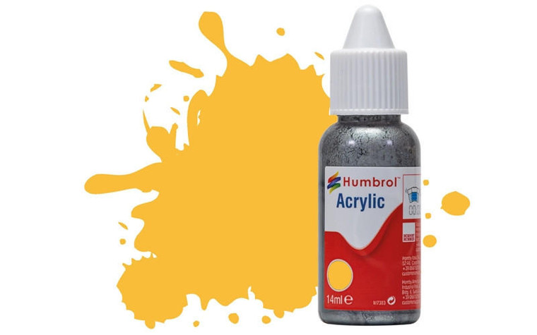  Humbrol 24 14ml Acrylic Matt Trainer Yellow Paint Dropper Bottle 