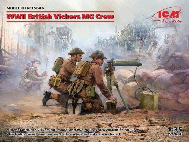 Icm ICM 1/35 British Vickers MG with Crew Model Kit 