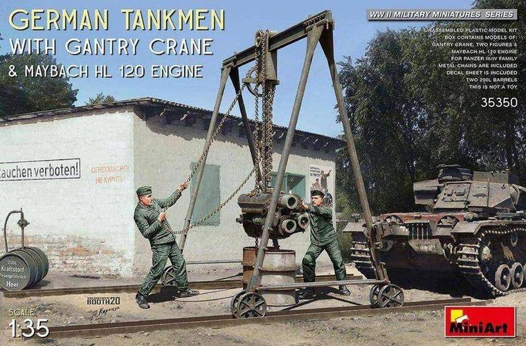  MiniArt 1/35 German Tankman With Crane and Engine Model Kit 
