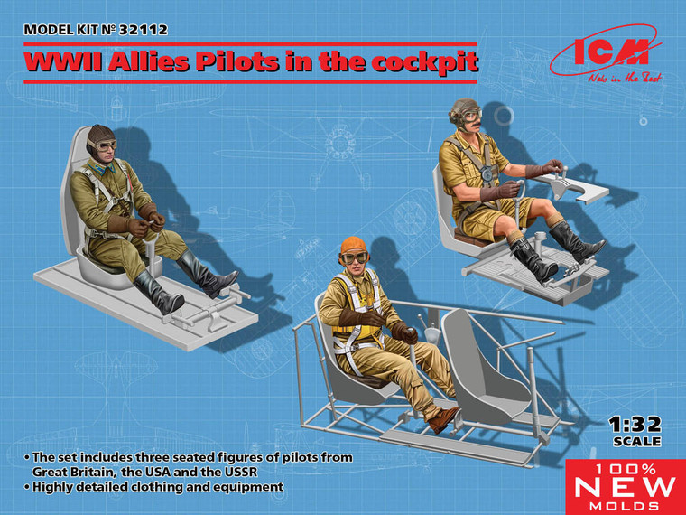 Icm ICM 1/32 WWII Allied Pilots In The Cockpit Model Figures 