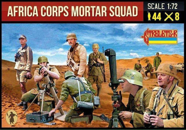  Strelets 1/72 Africa Korps Mortar Squad Model Figures 