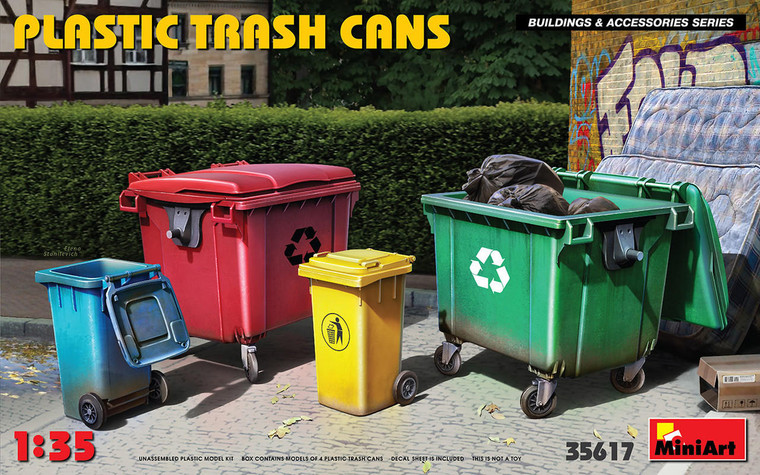  MiniArt 1/35 Plastic Trash Cans Diorama Accessories 