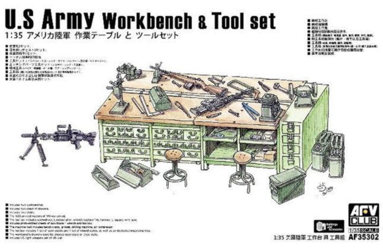  AFV Club 1/35 US Army Workbench & Tool Set Model Kit 