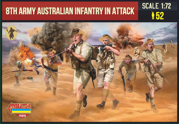  Strelets 1/72 8th Army Australian WWII Infantry in Attack Model Figures 