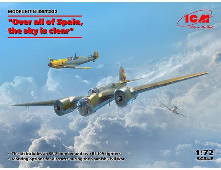 Icm ICM 1/72 SB-2M-100 Katiushka & Two Bf-109E-3 Pilot Ace Diorama Set 