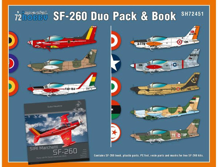  Special Hobby 1/72 SIAI-Marchetti SF-260 Duo Pack & Book Model Kit 