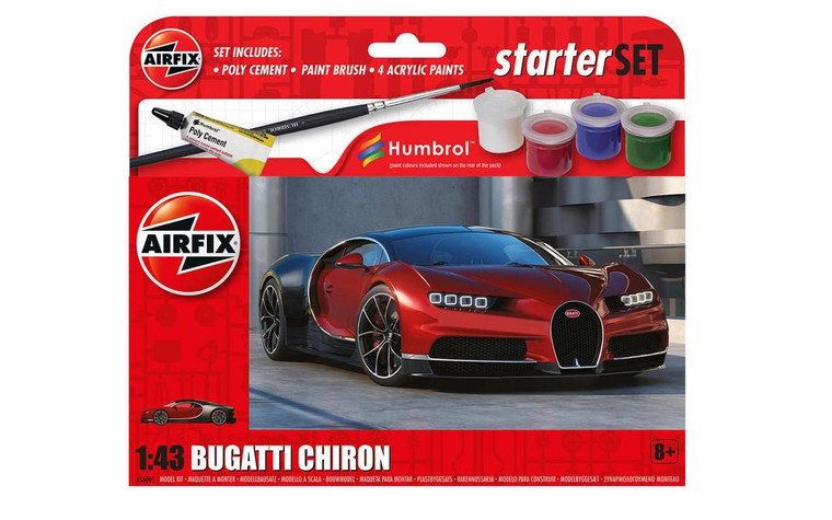  Airfix 1/43 Bugatti Chiron Starter Set 