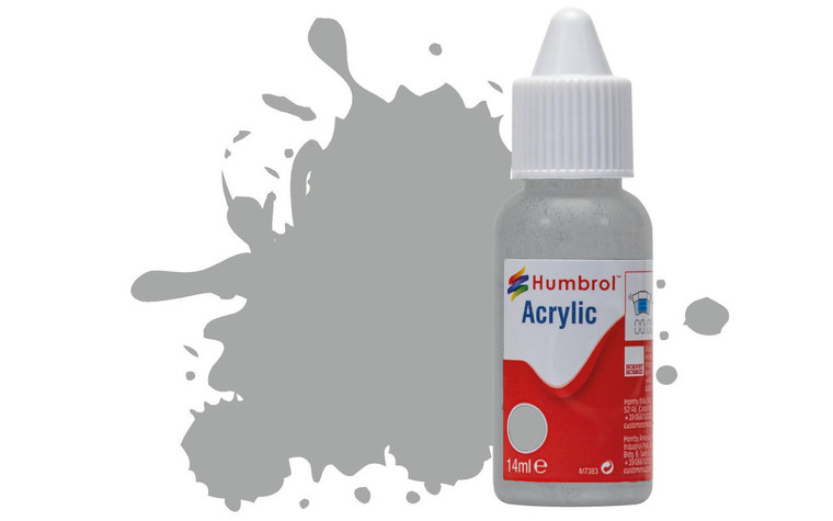  Humbrol 129 14ml Acrylic Satin US Gull Grey Paint Dropper Bottle 