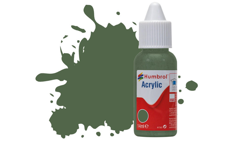  Humbrol 252 14ml Acrylic Matt RLM 82 Olivgrun Paint Dropper Bottle 