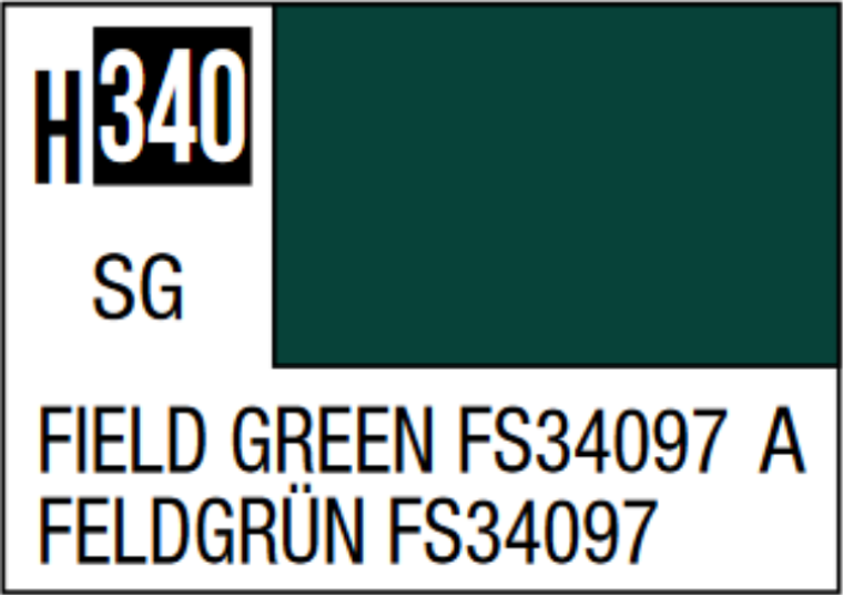  Mr Hobby Aqueous Hobby Colour 10ml 340 Field Green FS34097 Semi Gloss Acrylic Paint 