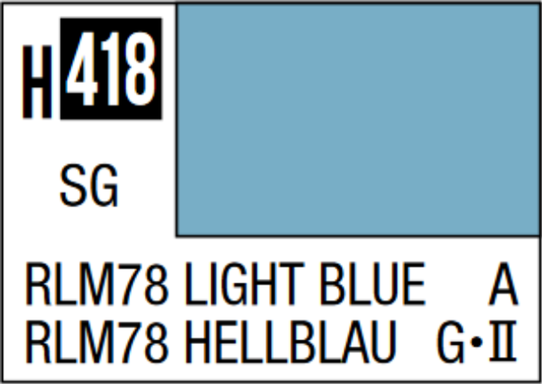  Mr Hobby Aqueous Hobby Colour 10ml 418 RLM78 Light Blue Semi Gloss Acrylic Paint 