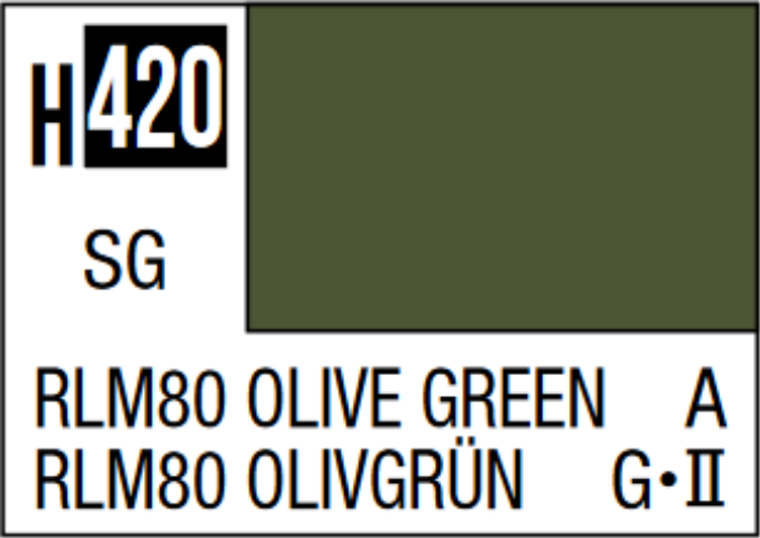  Mr Hobby Aqueous Hobby Colour 10ml 420 RLM80 Olive Green Semi Gloss Acrylic Paint 