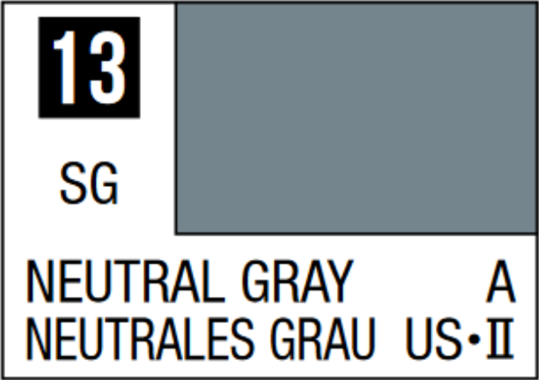  Mr Hobby Mr Colour 10ml 013 Neutral Gray Semi Gloss Acrylic Paint 