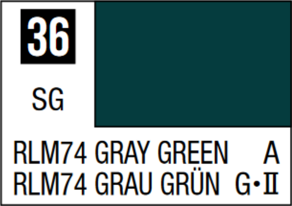  Mr Hobby Mr Colour 10ml 036 RLM74 Gray Green Semi Gloss Acrylic Paint 