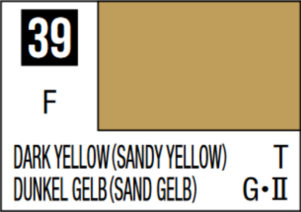  Mr Hobby Mr Colour 10ml 039 Dark Yellow Flat Acrylic Paint 