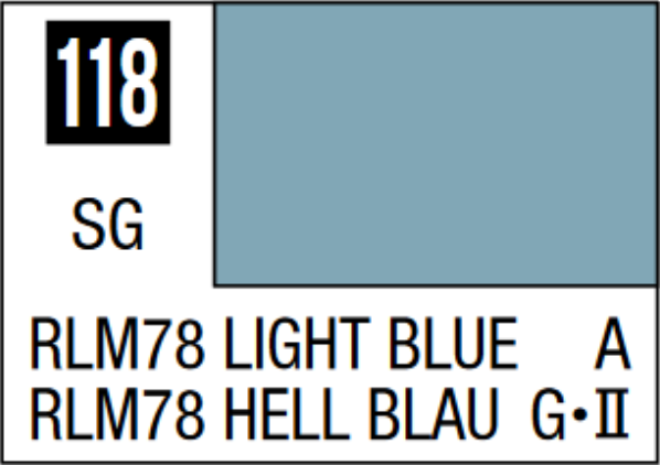  Mr Hobby Mr Colour 10ml 118 RLM78 Light Blue Semi Gloss Acrylic Paint 