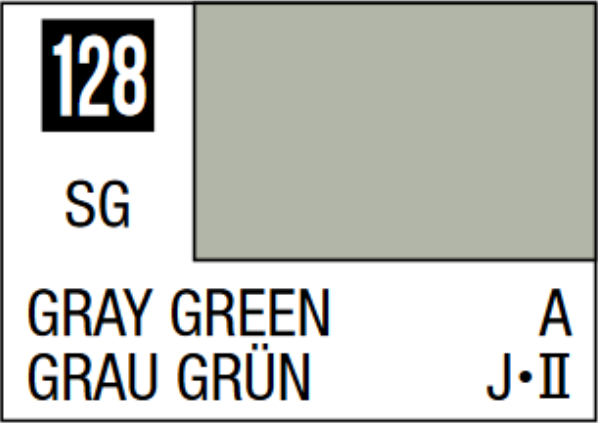 Mr Hobby Mr Colour 10ml 128 Gray Green Semi Gloss Acrylic Paint 
