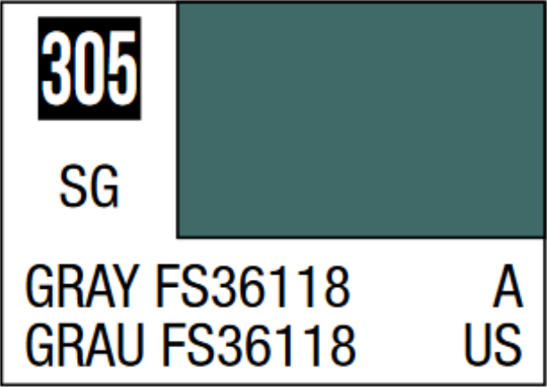  Mr Hobby Mr Colour 10ml 305 Gray FS36118 Semi Gloss Acrylic Paint 