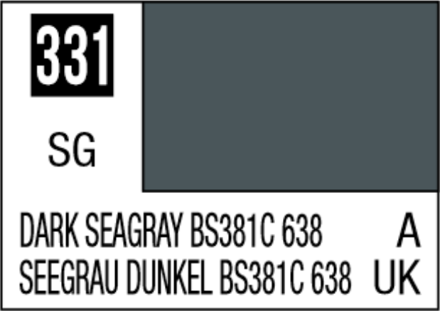  Mr Hobby Mr Colour 10ml 331 Dark Sea Gray BS381C/638 Semi Gloss Acrylic Paint 