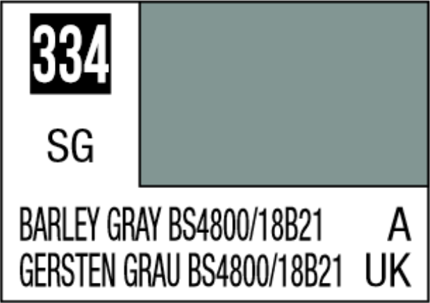  Mr Hobby Mr Colour 10ml 334 Barley Gray BS4800/18B21 Semi Gloss Acrylic Paint 
