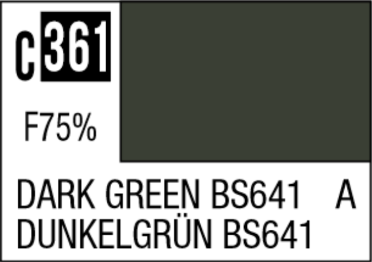  Mr Hobby Mr Colour 10ml 361 Dark Green BS641 Semi Gloss Acrylic Paint 