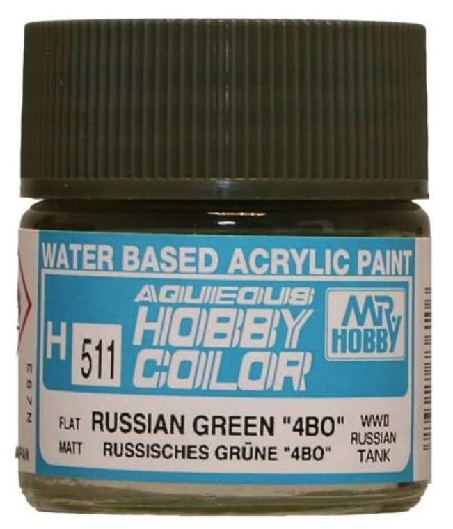  Mr Hobby Aqueous Hobby Colour 10ml 511 Russian Green 4BO Matt Acrylic Paint 