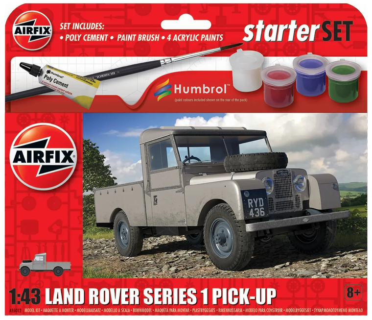  Airfix 1/43 Land Rover Series 1 Pick-Up Starter Set 
