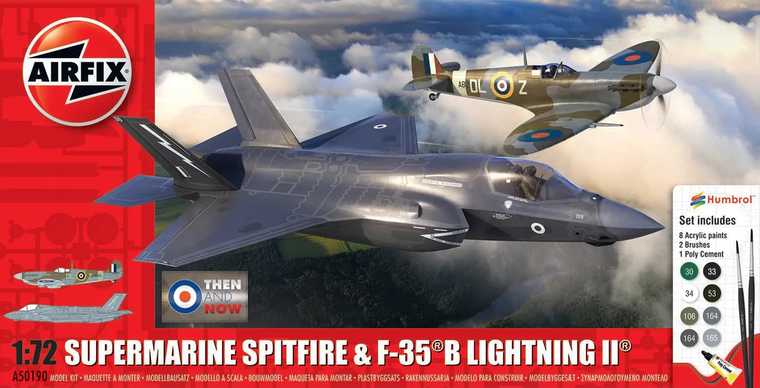  Airfix 1/72 Supermarine Spitfire & F-35B Lightning II Then and Now Starter Set 