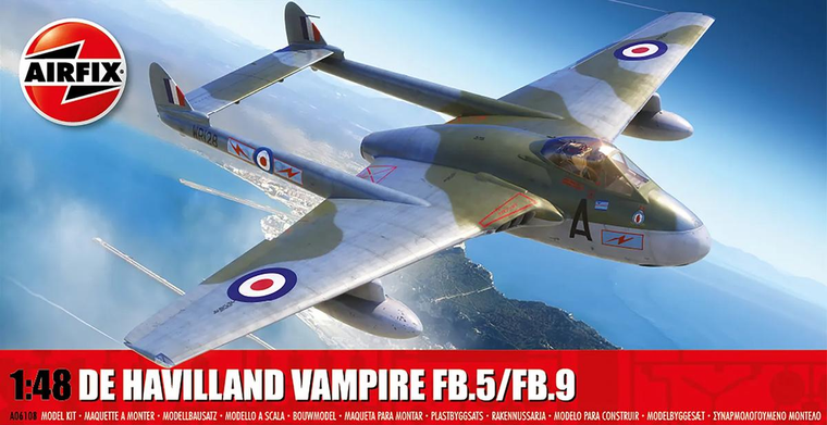  Airfix 1/48 de Havilland Vampire FB.5/FB.9 Model Kit 