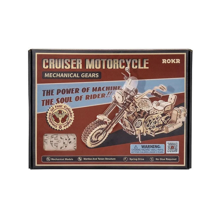  Rokr Cruiser Motorcycle 3D Wooden Puzzle Model Kit 