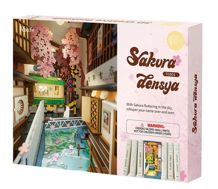  Rolife Sakura Densya 3D Creative Bookend 