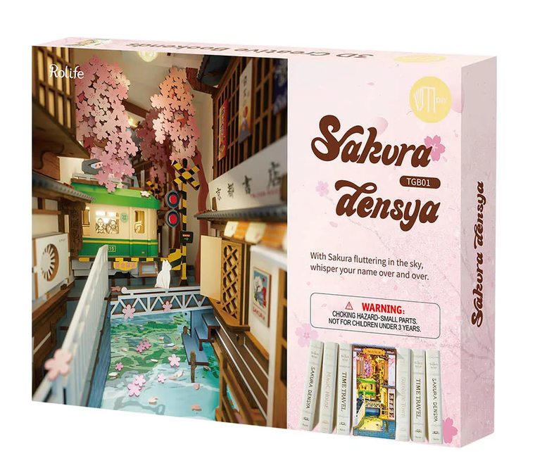  Rolife Sakura Densya 3D Creative Bookend 