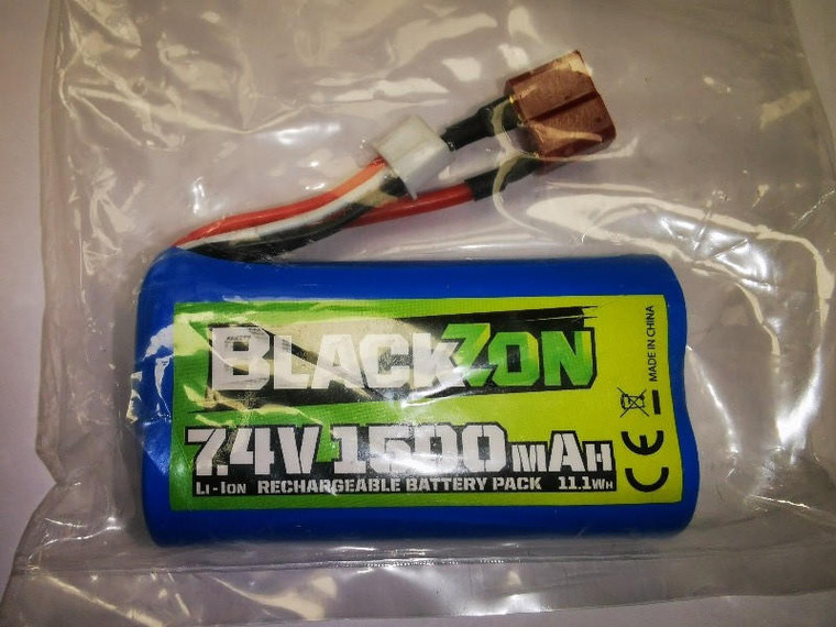  BlackZon Li-ion 7.4V, 1500mAh, 2/T-Plug Battery Pack For RC Smyter 